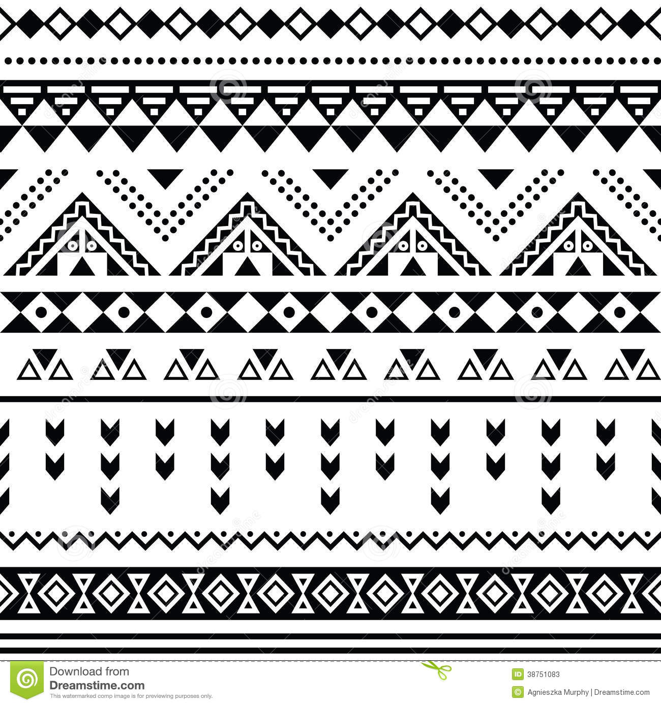 Tibal Seamless Pattern White Aztec Prin Black Stock Photos   Image