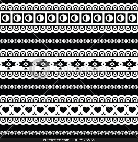Tribal Pattern Aztec Black And White Background Stock Vector Clipart