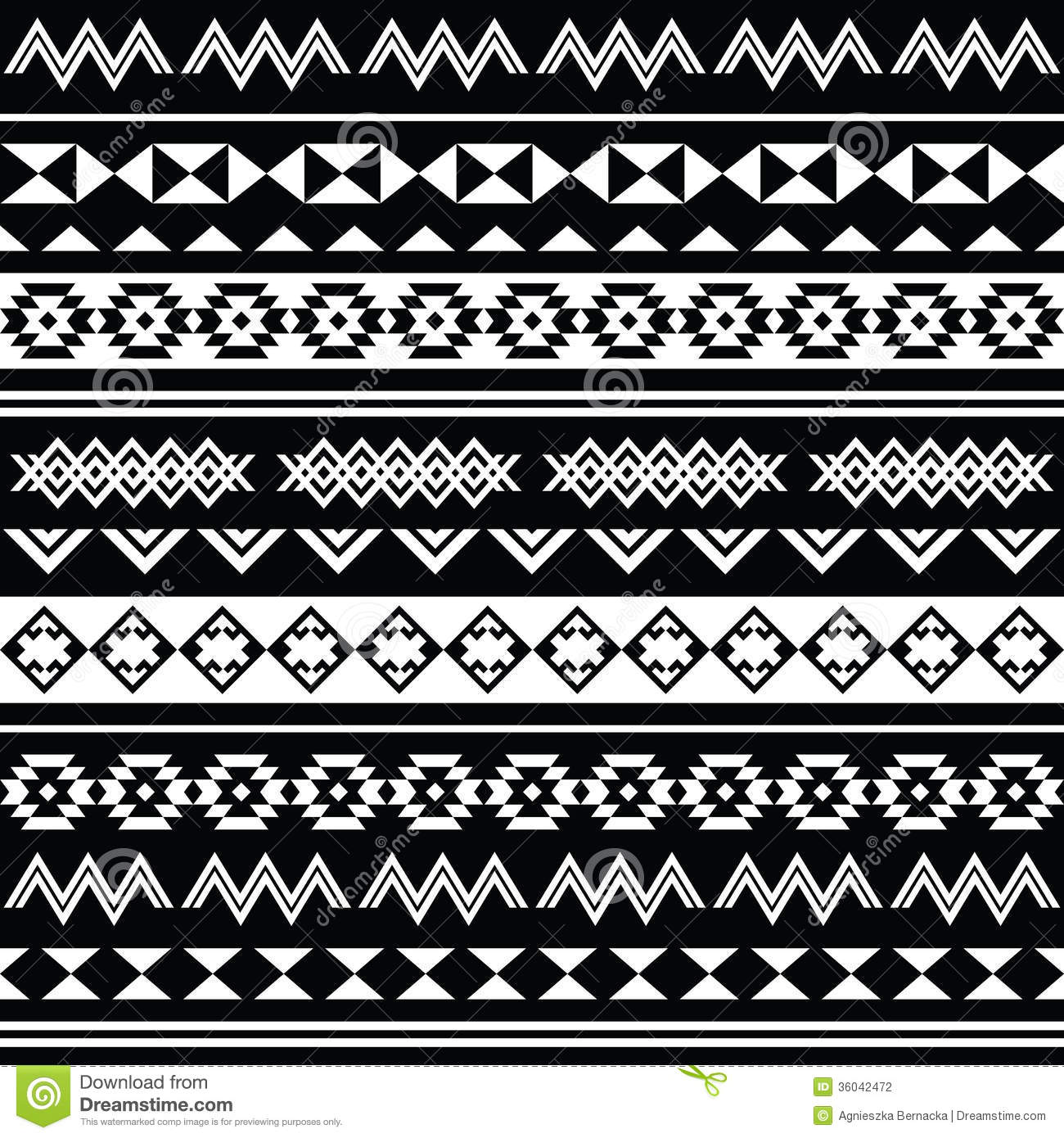 Vector Seamless Aztec Ornament Ethnic Background In Black And White