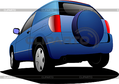 Blue Colored Car Minivan On The Road  Vector Illustration     Leonid