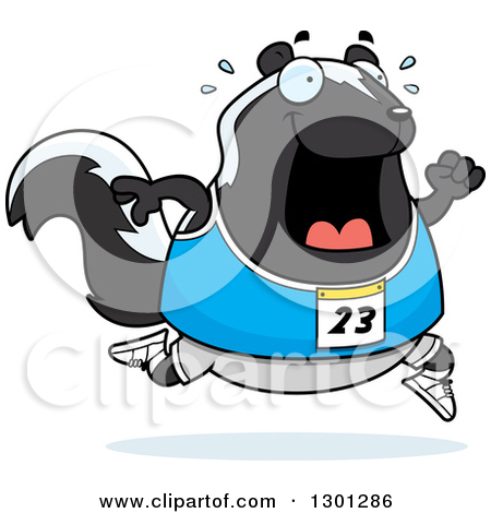 Cartoon Clipart Of An Outlined Cute Angry Baby Skunk   Black And White