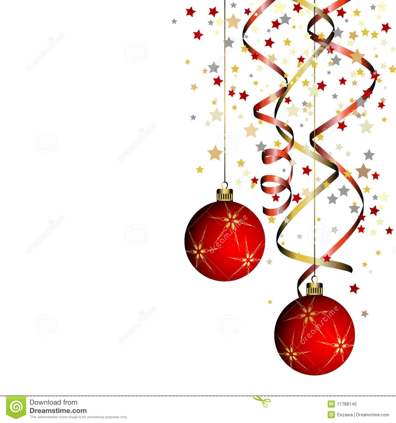 Christmas Ball With Curly Ribbon Stock Photo   Image  11788140