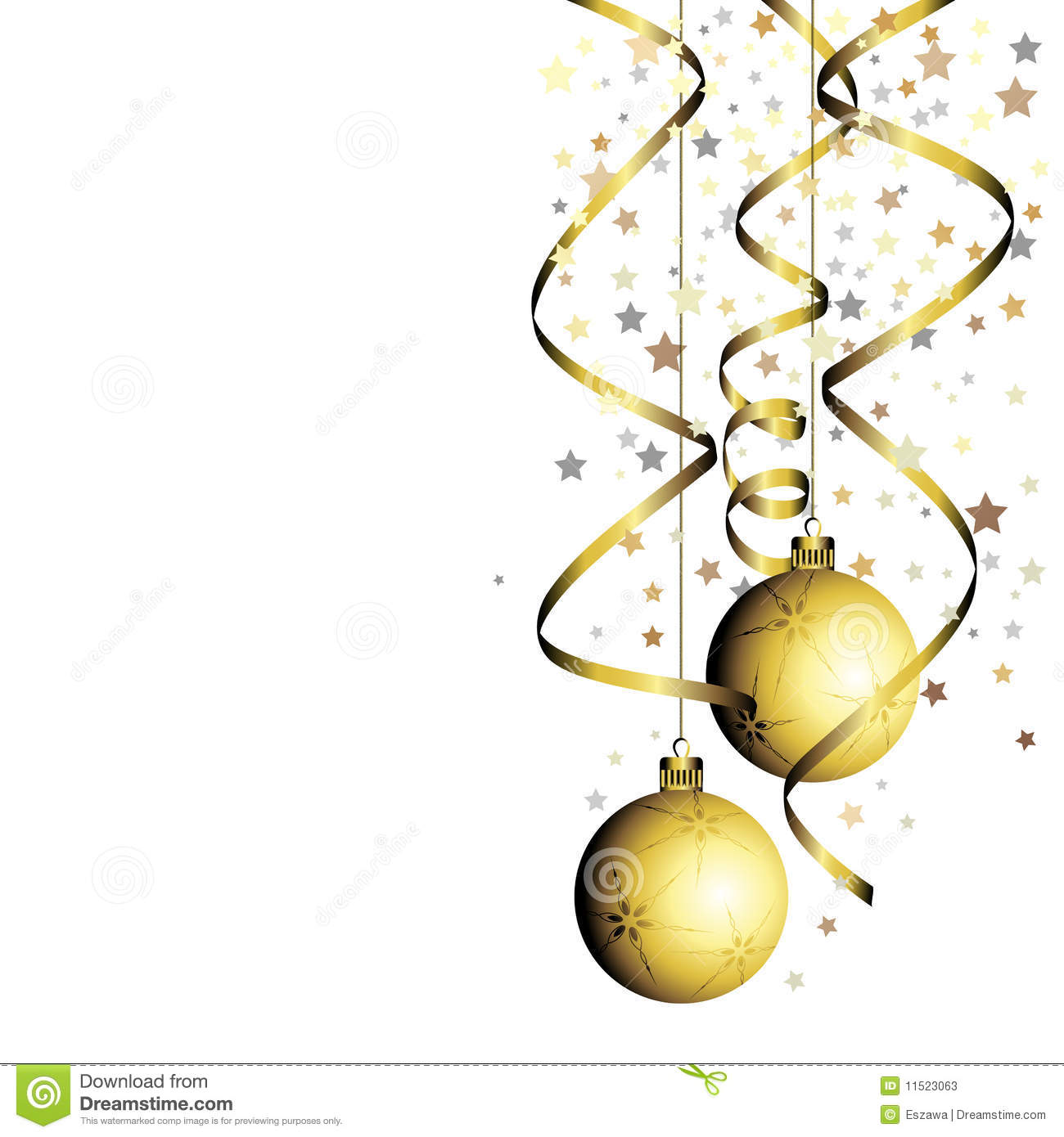 Christmas Ball With Curly Ribbon Stock Photos   Image  11523063