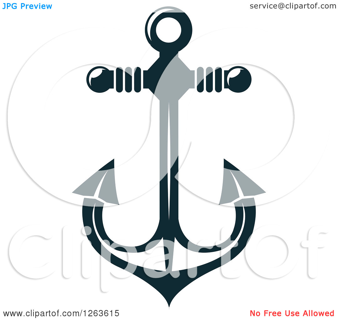 Clipart Of A Nautical Navy Blue Anchor   Royalty Free Vector