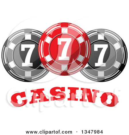 Clipart Of A Red And Black Casino Poker Chips Over Text Royalty Free