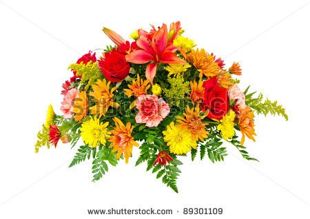 Colorful Flower Bouquet Arrangement Centerpiece Isolated On White    