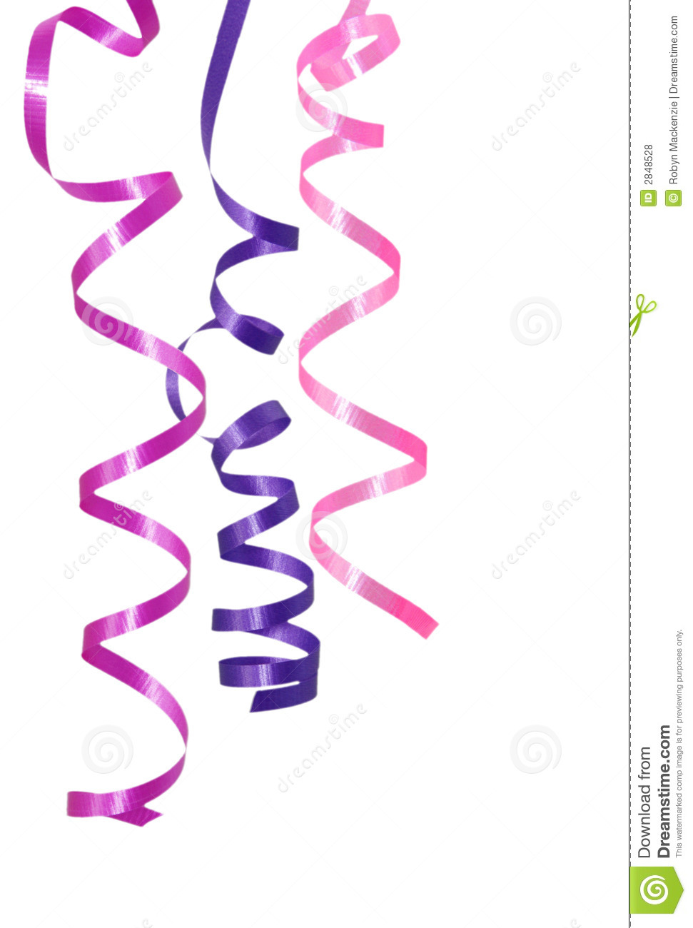 Curly Ribbons Against A Clean White Background 