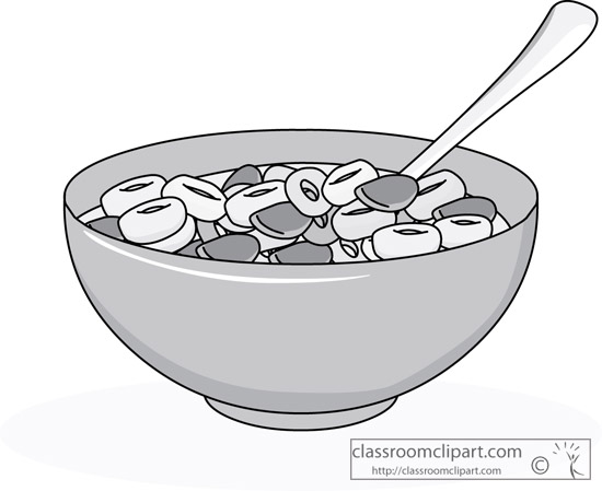 Food Gray And White Clipart  Bowl Of Cereal Gray   Classroom Clipart
