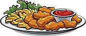Fried Chicken Nuggets And Fries   Clipart Graphic
