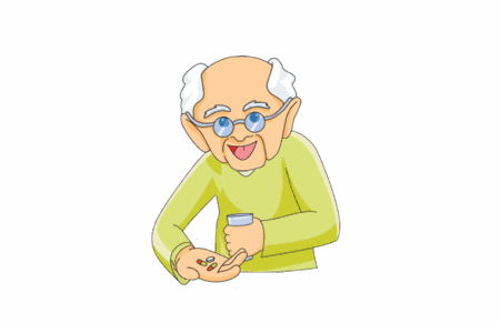 Health Animated Clipart  Old Man With Medicine   Classroom Clipart