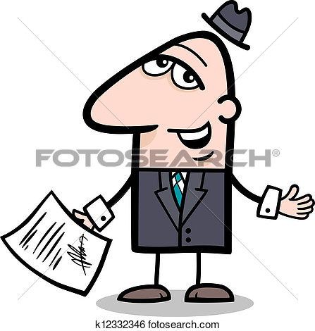 Illustration Of Man Or Businessman With Signed Agreement Or Contract