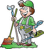 Landscaping Tools Clipart Standing With Tools
