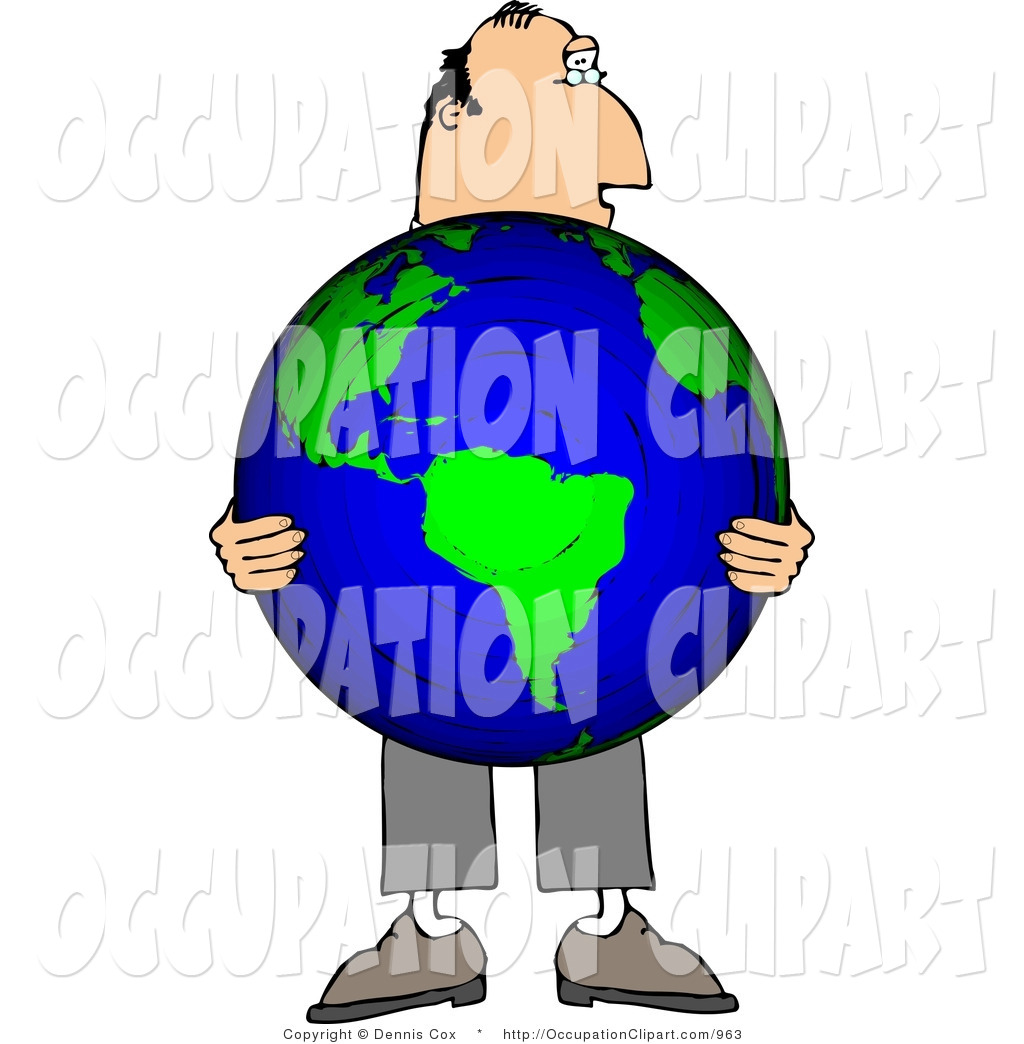 Larger Preview  Clip Art Of A Businessman Holding The Globe In His