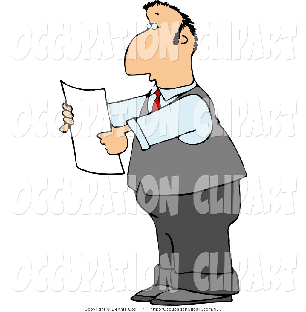 Larger Preview  Clip Art Of A Lawyer Reading Over An Important Legal