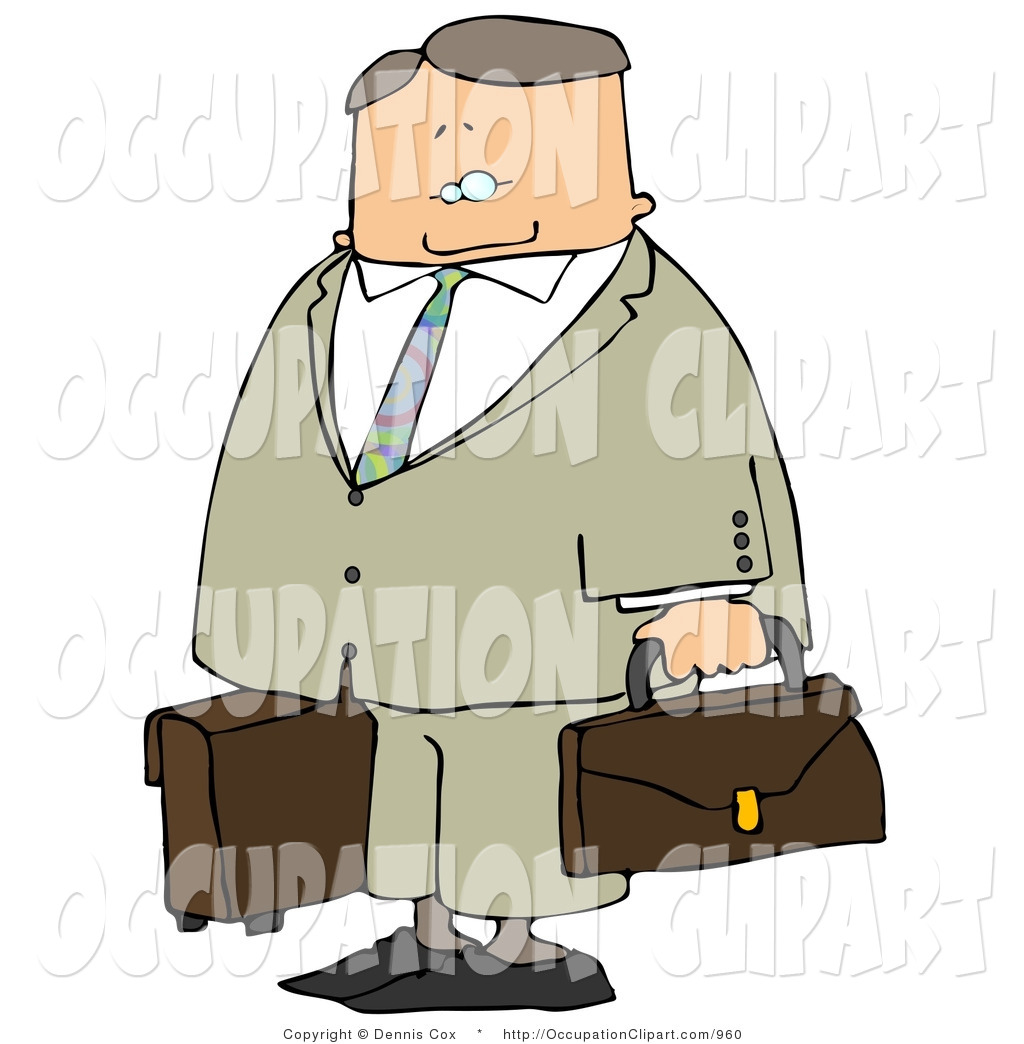 Larger Preview  Clip Art Of A Packed Up Businessman Ready To Travel