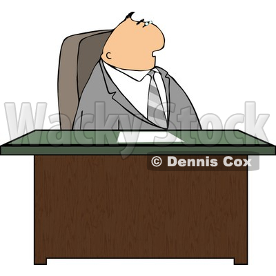 Male Attorney Sitting Behind His Business Desk In His Office Clipart