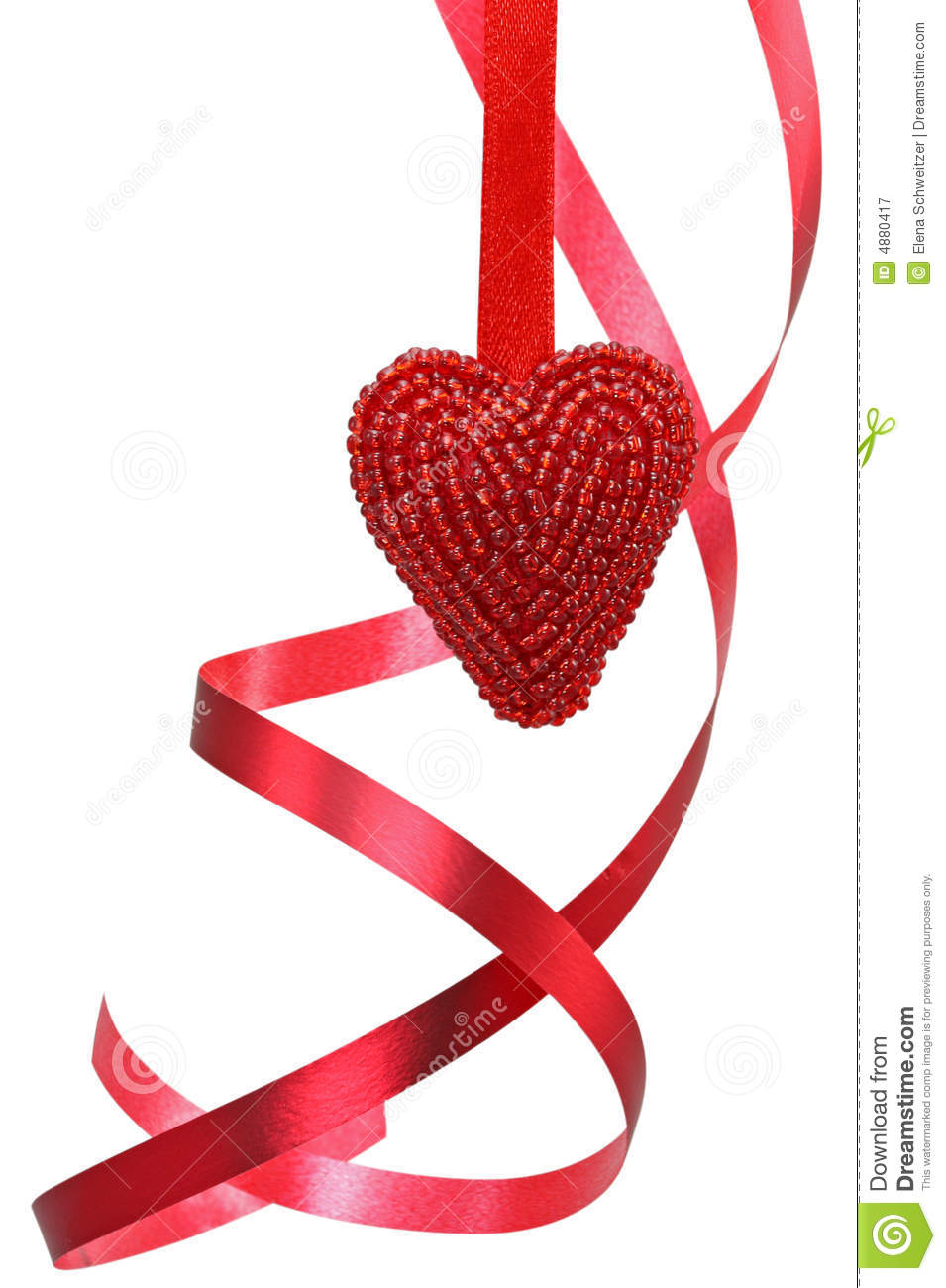 Red Heart And Curly Ribbon Royalty Free Stock Photography   Image