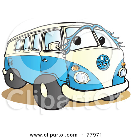 Royaltyfree Rf Clipart Illustration Of A Blue And White Hippy Van With