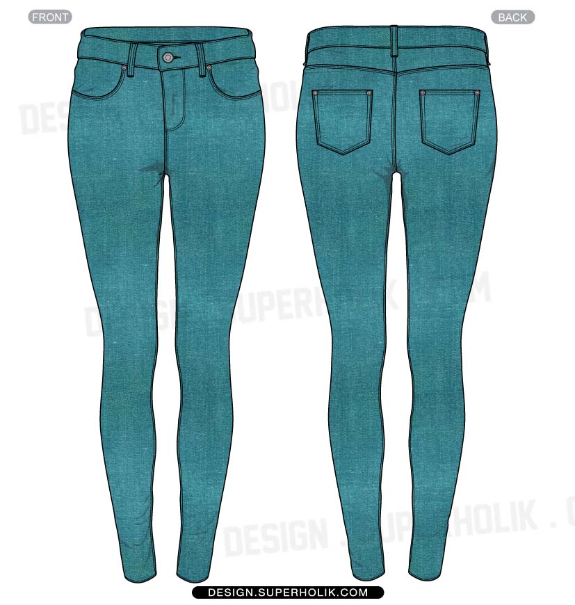 Template   Vector Fashion Sketch Body Form Women S Jeans Denims