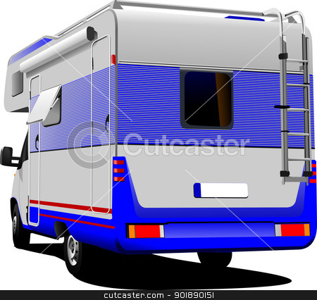 Van On White Background Stock Vector Clipart Isolated Camper Van