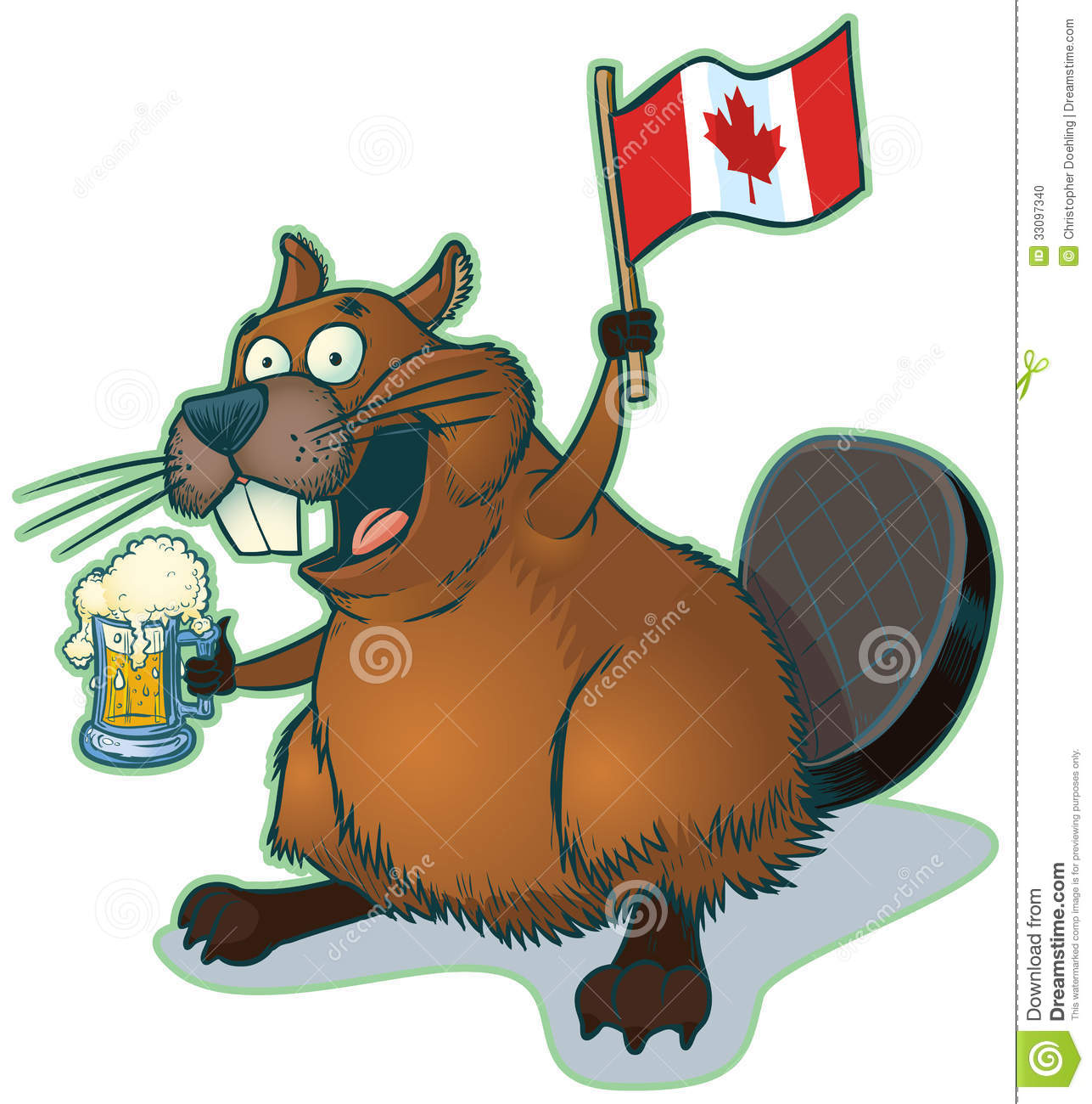 Vector Cartoon Clip Art Of A Cute Happy Cartoon Beaver Holding A Mug