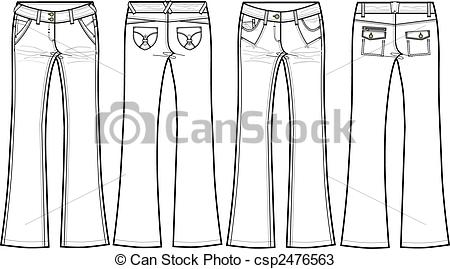 Vector   Denim Jeans Skinny Flare   Stock Illustration Royalty Free