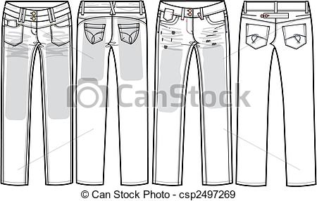 Vector   Ladies Jeans Skinny   Stock Illustration Royalty Free