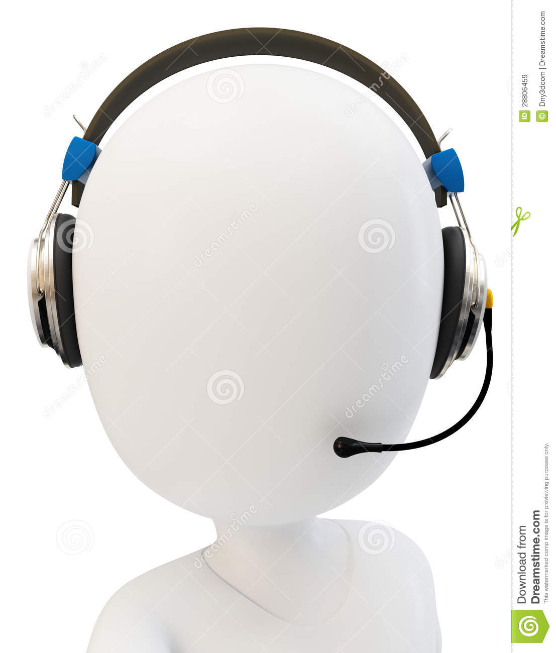 3d Man Call Center Support With Headphones Royalty Free Stock Images