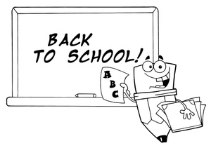 Back To School Clipart Image  Black And White Smiling Pencil With Abcs