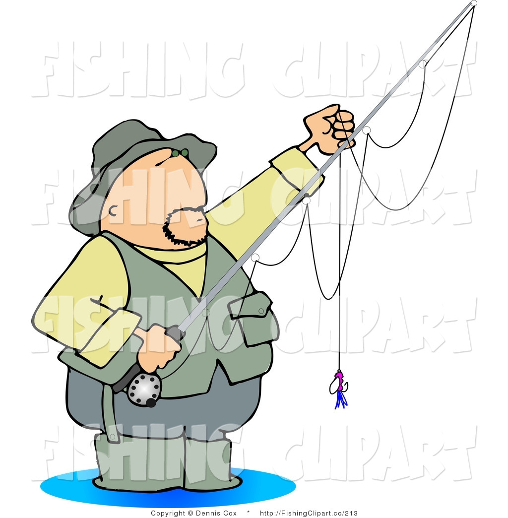 Clip Art Of A Wading Fly Fisherman By Djart    213