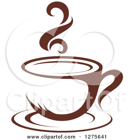 Clipart Of A Dark Brown And White Steamy Coffee Cup 23   Royalty Free