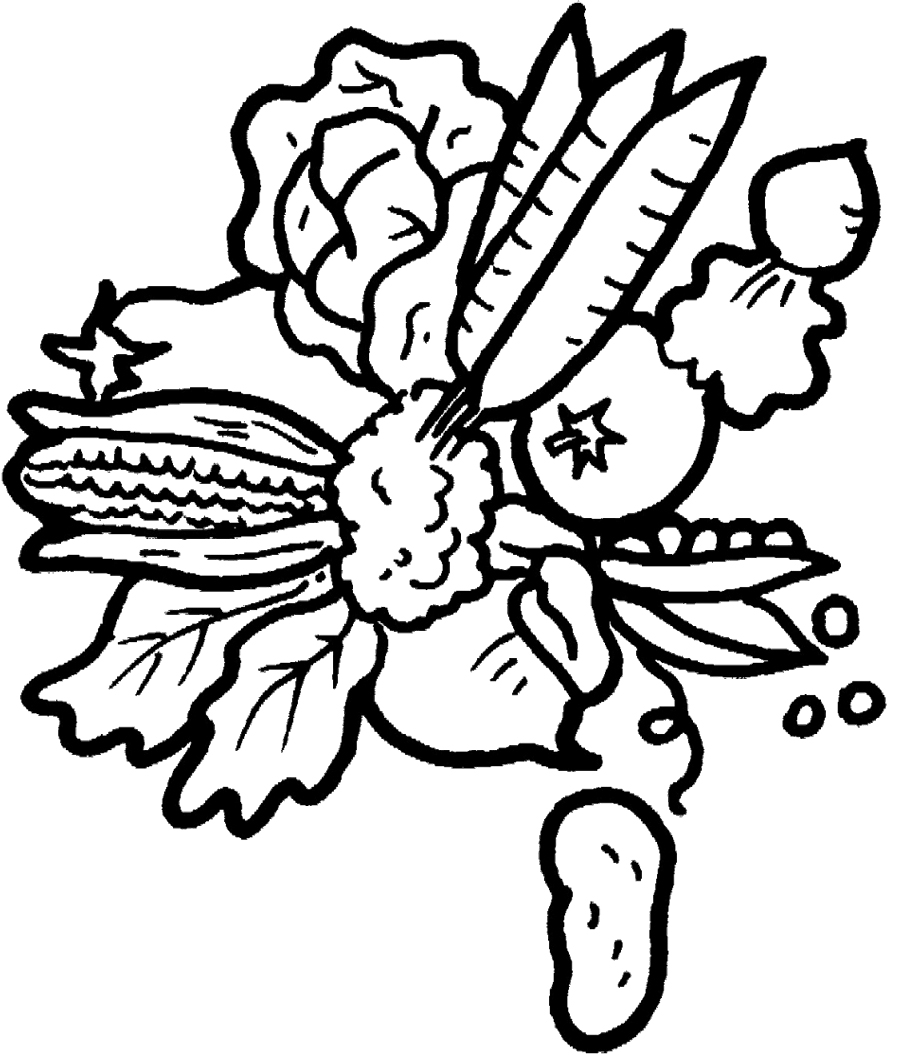 Fruit And Vegetables Drawings Fresh Fruit And Vegetables Coloring Page
