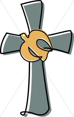 Grayish Cross With Dove   Cross Clipart