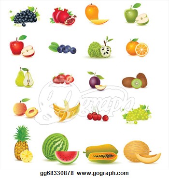 Illustration Of Fresh Fruit With Slice  Vector Clipart Gg68330878