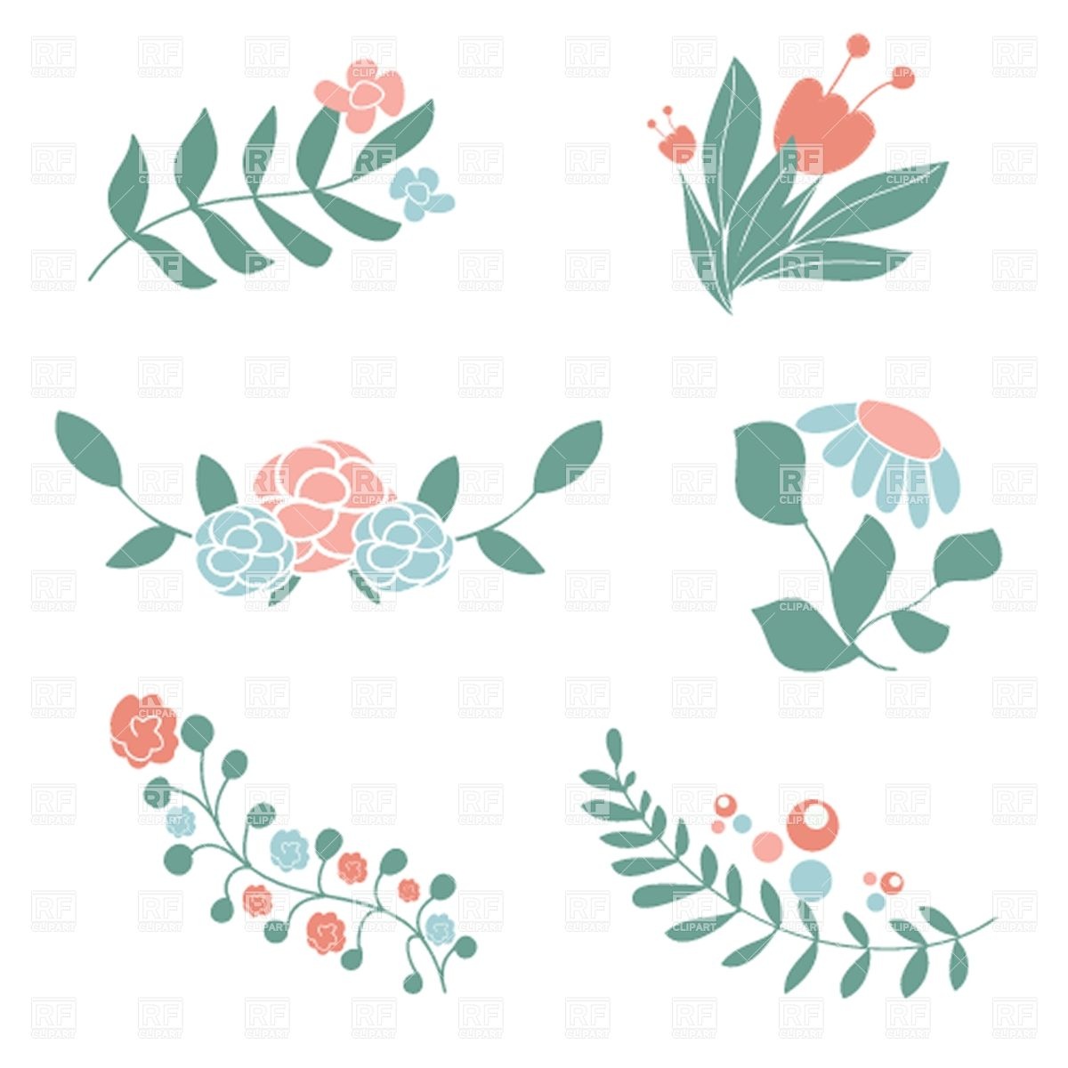Set Of Cute Floral Bouquets And Wreaths 30516 Download Royalty Free