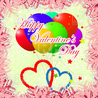 Valentine Day Card With Balloons Download Royalty Free Vector Clipart