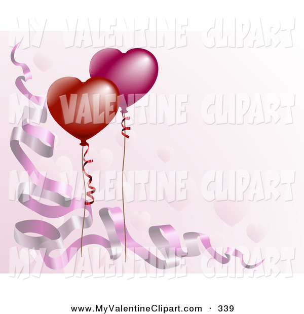 Valentine S Clipart Of A Pink Background With Ribbons And Heart Shaped