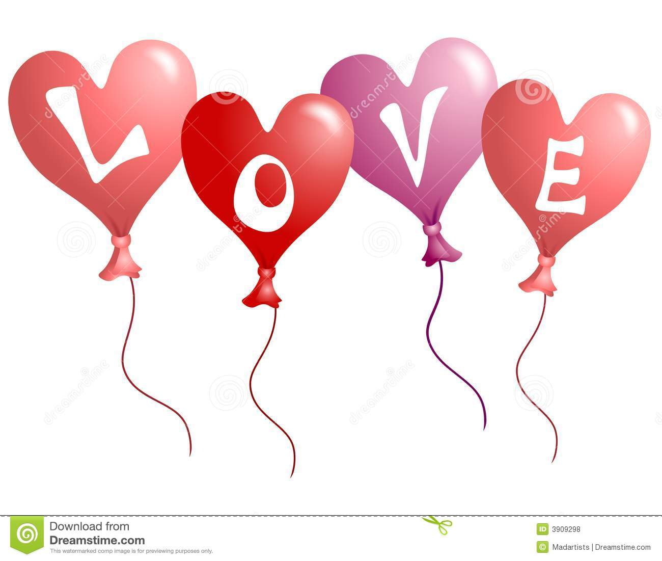 Valentine S Day Balloons Spelling Out The Word  Love  Isolated On