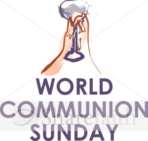 World Communion Sunday With Hands And Chalice   Worship Word Art