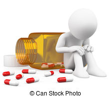 3d Depressed Man Taking Pills Rendered At High Resolution On