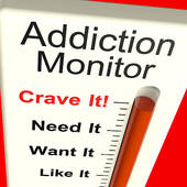Addiction Monitor Shows Craving And Substance Abuse   Clipart Graphic