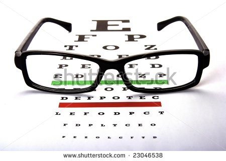 An Eye Chart With A Black Frame Eyeglasses  Stock Photo 23046538