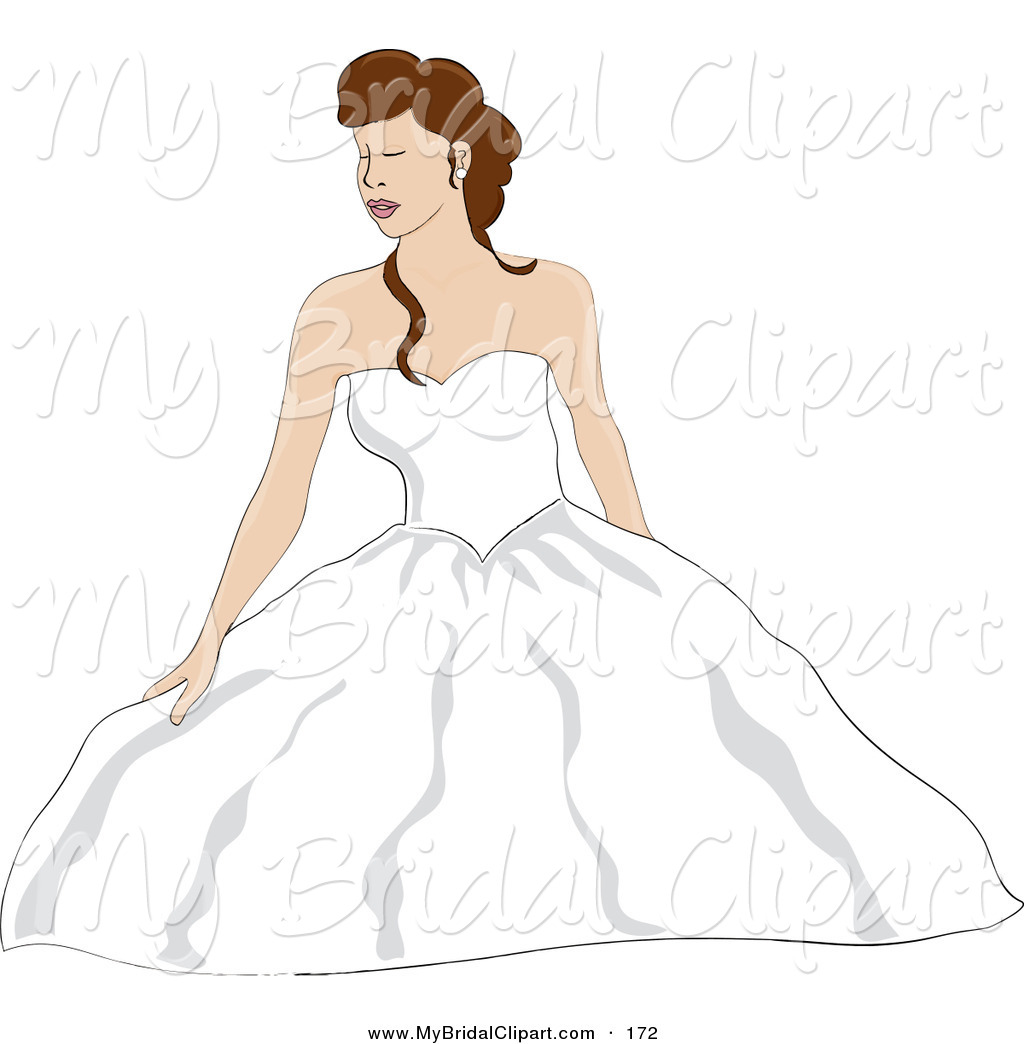 Bridal Clipart Of A Beautiful Brunette Bride Sitting On The Floor Her    