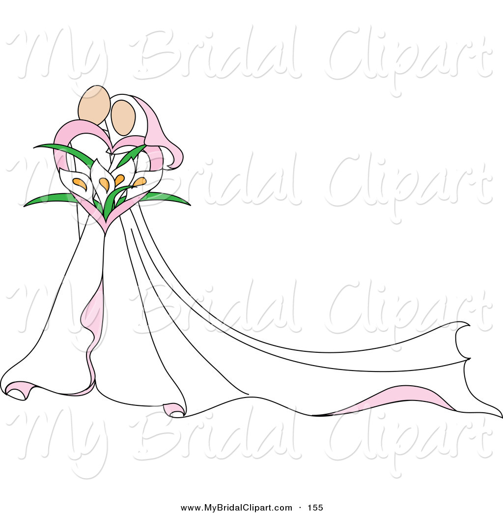 Bridal Clipart Of A Pretty Abstract Embracing Bride And Groom With A