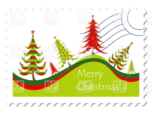 Christmas Postage Stamp Download Royalty Free Vector Clipart  Eps