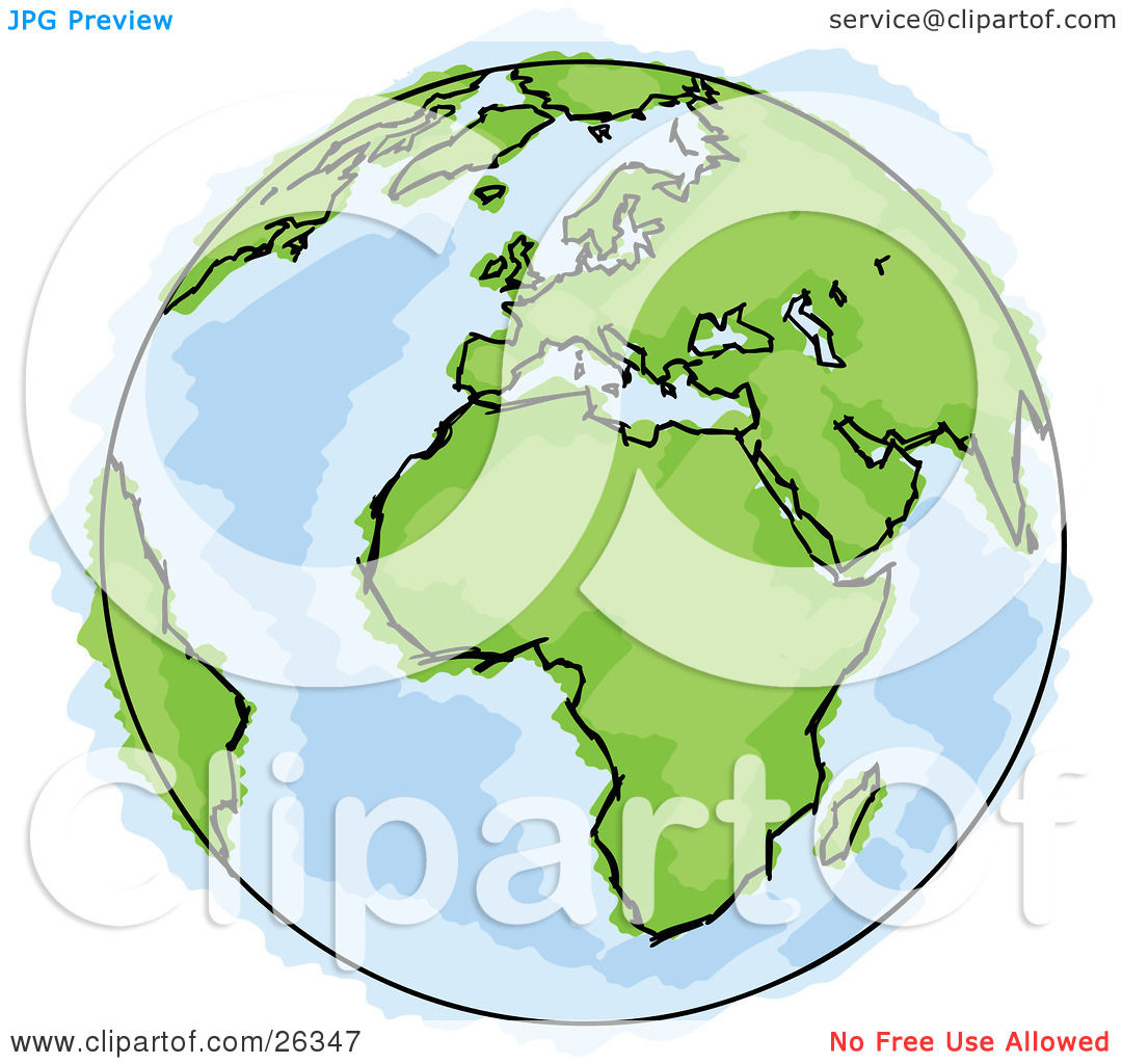 Clipart Illustration Of A Drawing Of Planet Earth With Green