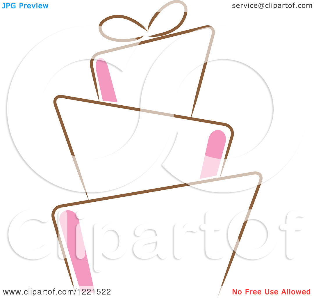 Clipart Of A Modern Funky Pink And Brown Wedding Or Birthday Cake 3