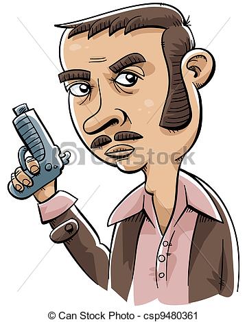 Clipart Of Retro Tough Guy   A Retro Tough Guy Holding A Gun