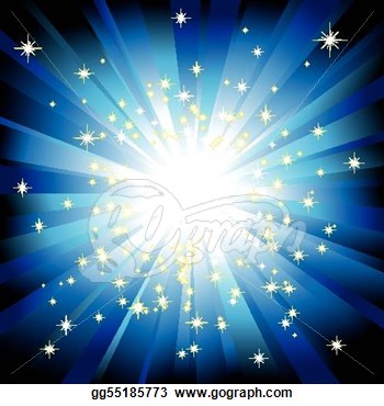 Drawing   Blue Light Burst With Sparkling Stars  Clipart Drawing