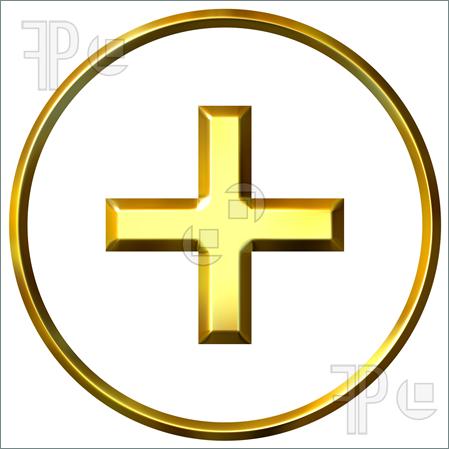 Illustration Of 3d Golden Positive Energy Symbol